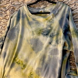 Chic soul French Terry sweatshirt, green/blue tie dye, size 2X